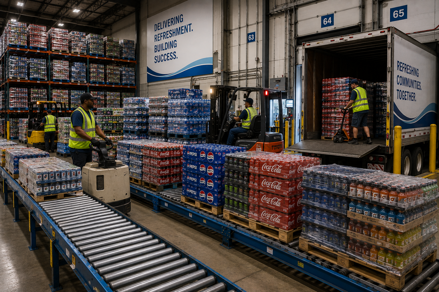 Beverage distribution operations supporting wholesale energy drink supply