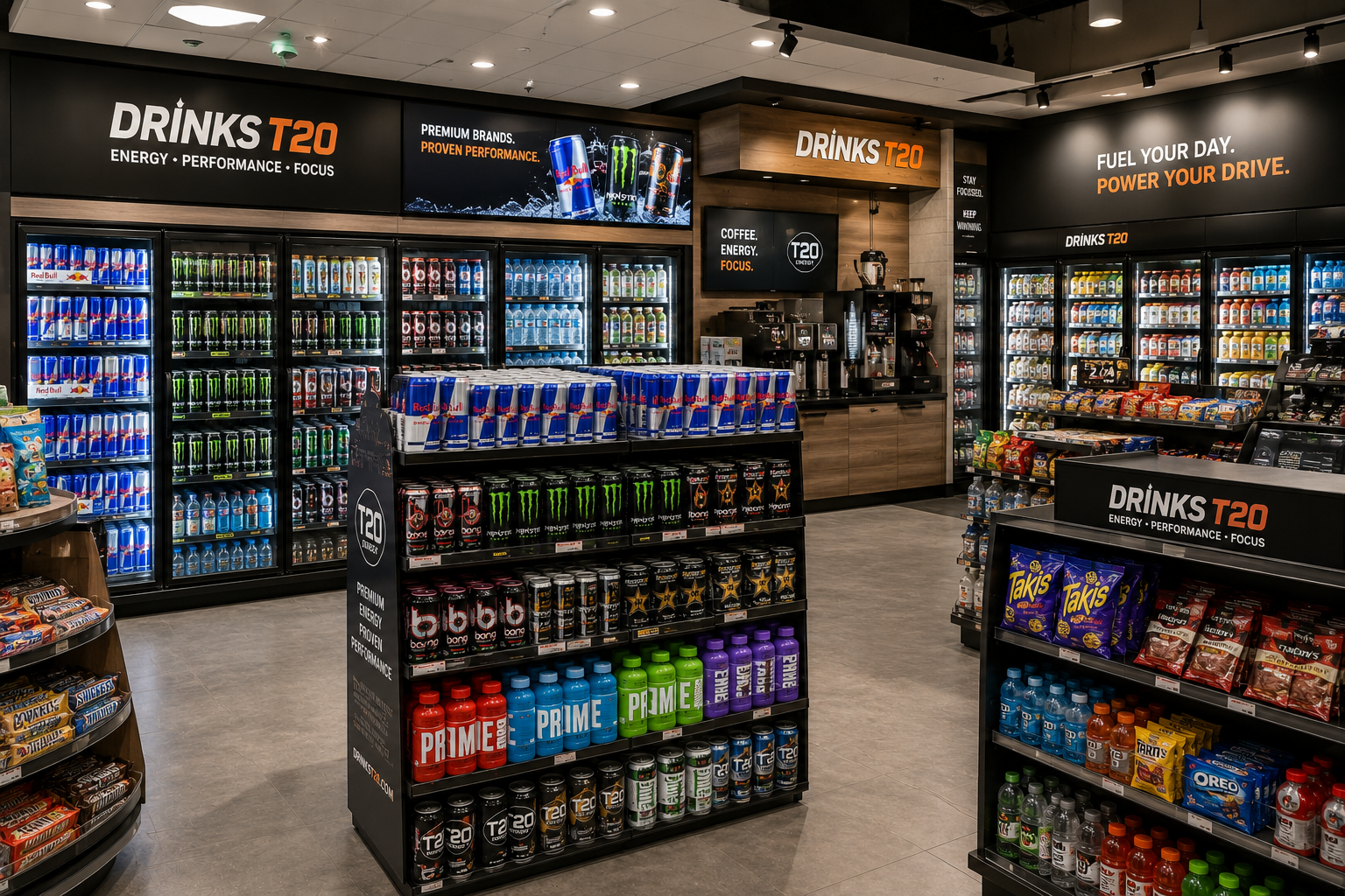 Energy drinks for gas stations