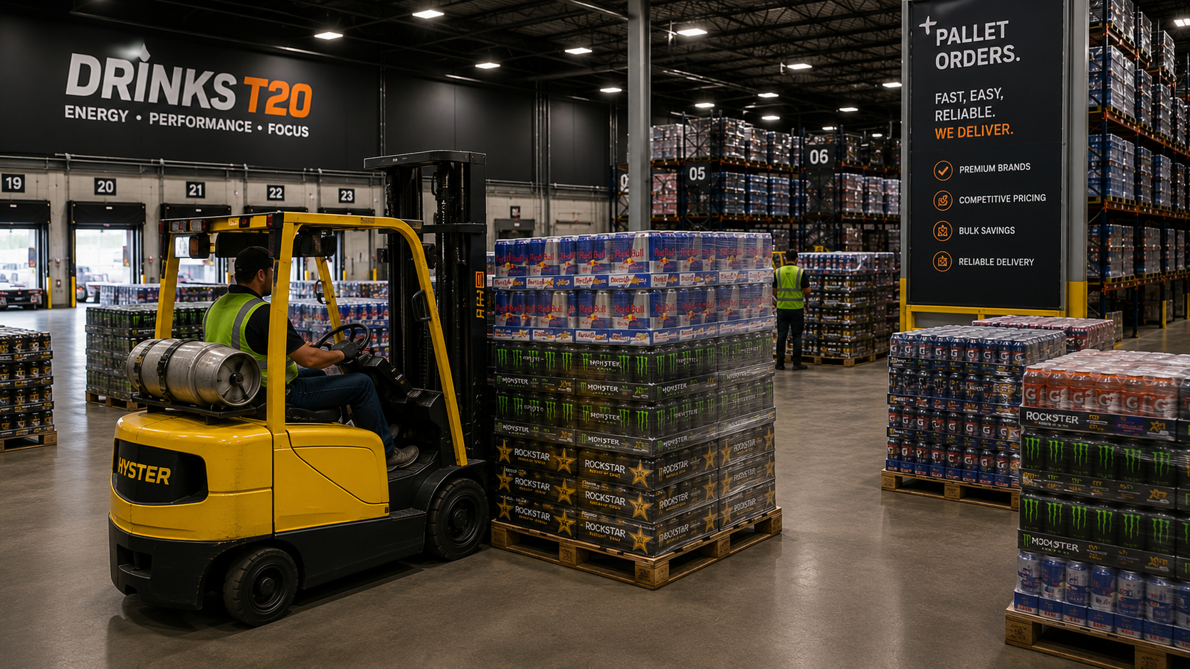 Wholesale energy drink pallet order