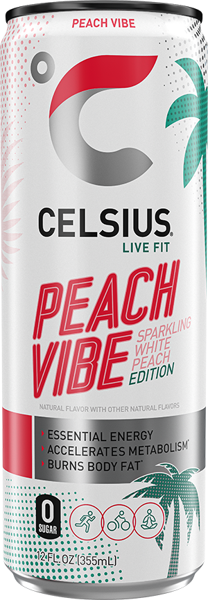 CELSIUS wholesale Sparkling Peach Vibe 12 oz can
