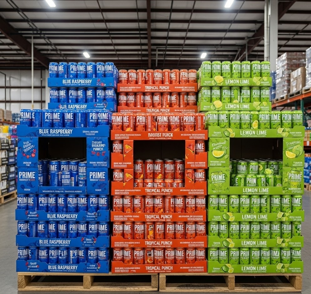 Prime Energy wholesale pallet for commercial energy drink buyers